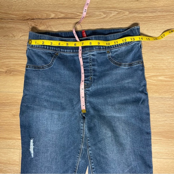 Spanx Distressed Skinny Jeans Leggings Womens Size Large Stretch Medium Wash - Picture 5 of 6